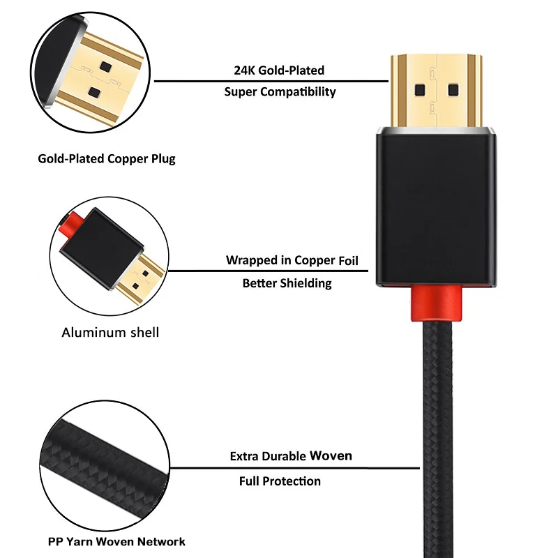 Shuliancable HDMI кабель 1,4 с адаптером Ethernet 1080p 3D для HDTV ЖК-проектор для ноутбука ps3 ps4 компьютерный кабель 1 м 2 м 3 м 5 м 10 м