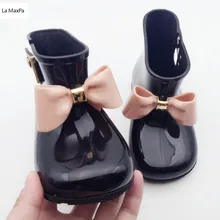 Популярные Детские демисезонные резиновые сапоги теплые красивые резиновые сапоги с бантиком для маленьких девочек резиновая обувь прозрачная обувь для малышей