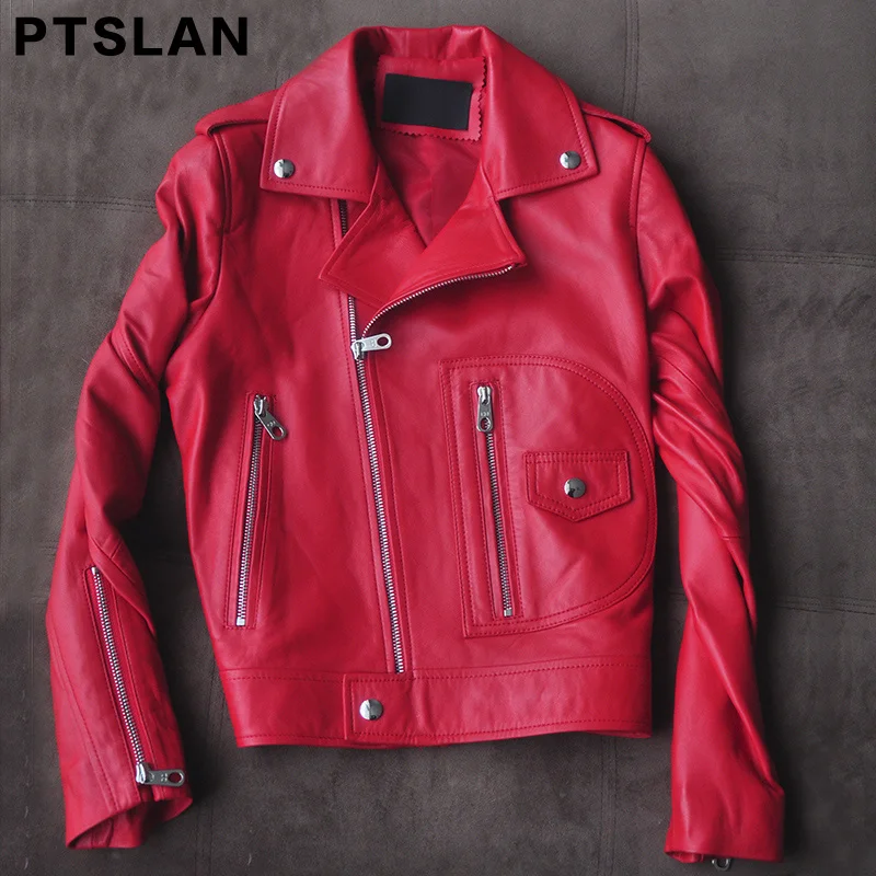 Ptslan 2017 font b women s b font real leather font b jacket b font genuine
