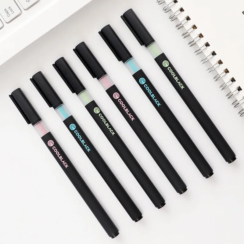 

3pcs Cool Black Color Gel Pens for Writing Signature 0.5mm Roller Ball Pen Stationery Office Accessories School Supplies A6819