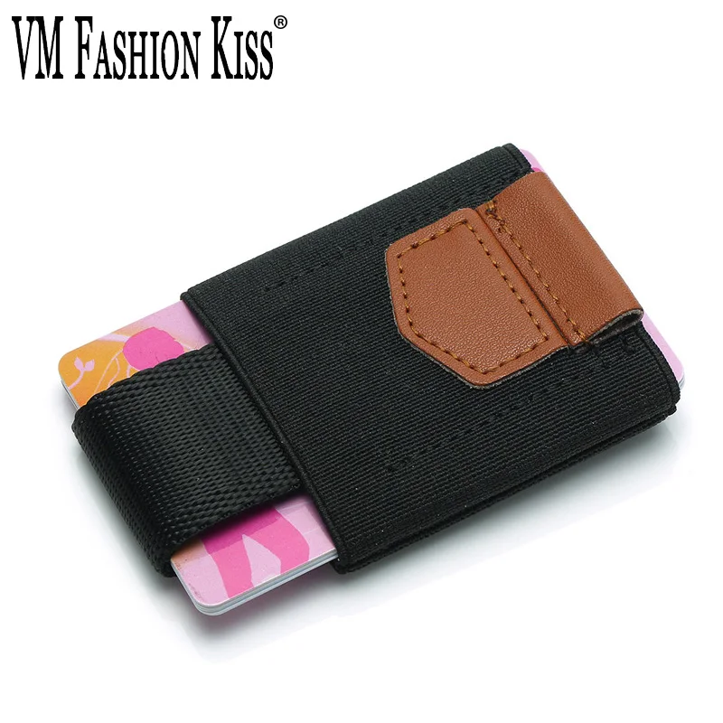 

VM FASHION KISS Elasticity Simple Cardholder Wallet Drawstring Mini Wallets Drivers License ID Badge Coin Purse Drop-shipping