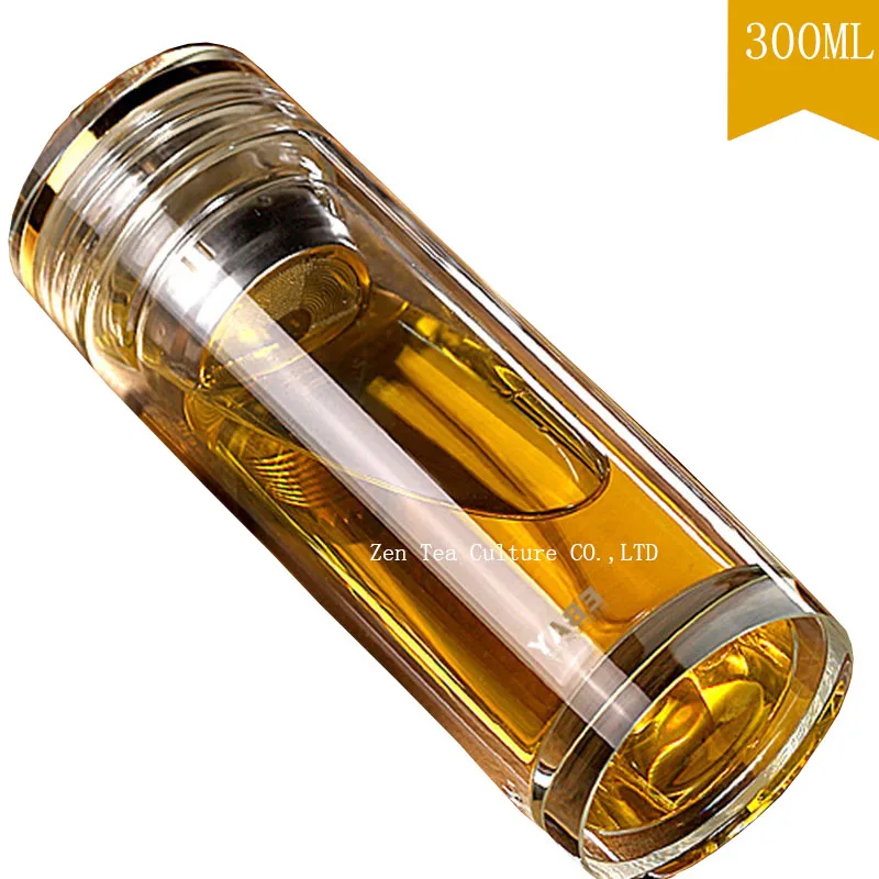 Brief Portable Drinkware Water Bottles High Borosilicate Double Wall Glass 300ml 360ml Office Outdoor Glass Tea