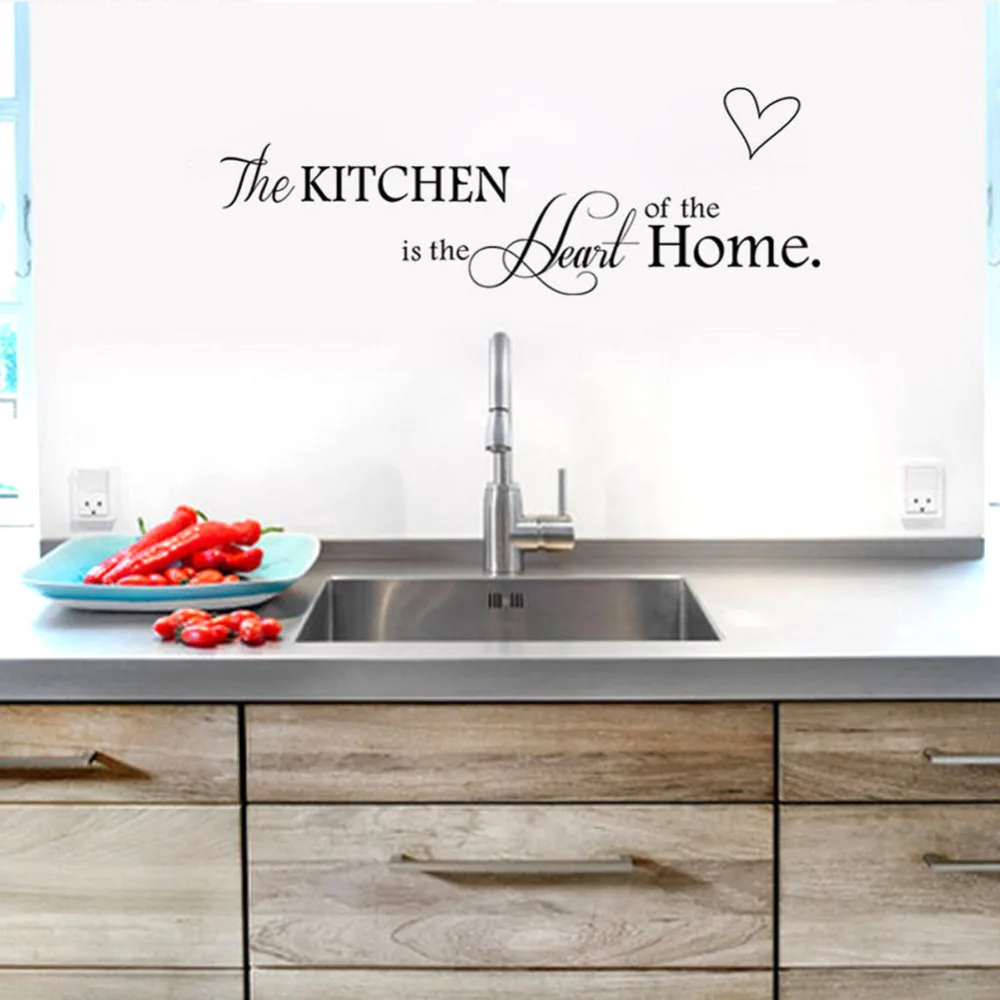 Removable Black Quote Kitchen is Heart of Home Sayings Design Wall