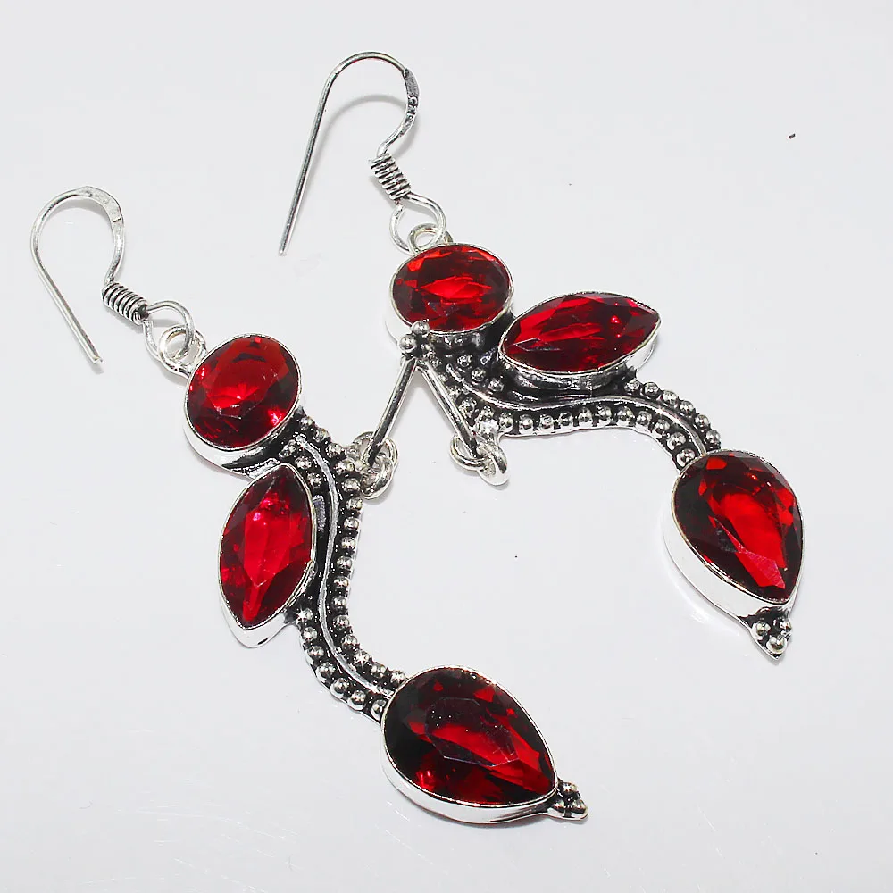 

Garnet Earring Silver Overlay over Copper ,69 mm, E0921