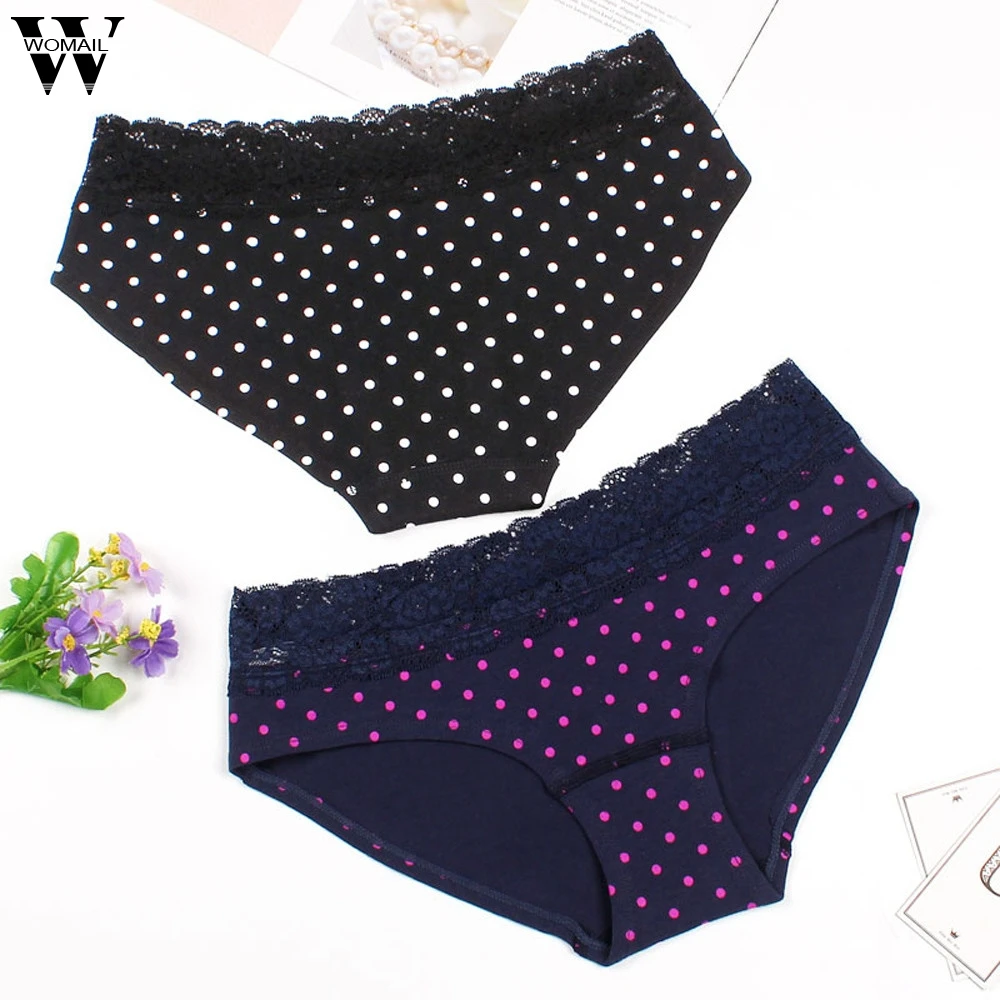 

Womail panties women Lace Briefs Polka Dot Print Lingerie Underwear Gift Sexy panties for women Seamless NEW 2019 dropship M19