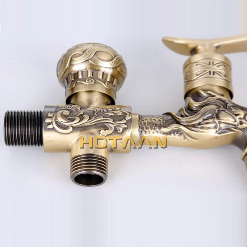 Long garden double use Bibcock faucet tap crane Antique Brass Finish Wall Mount Washing Machine Water Faucet Taps YT-5166