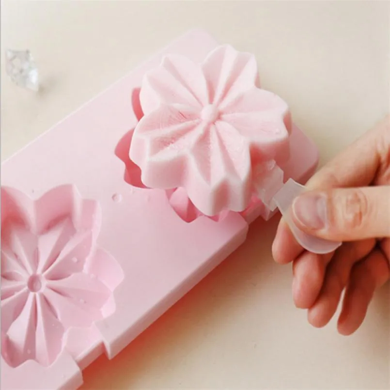 

2017 hot summer cool ice cream tool PP ice cube Sakura Cherry Flower Shape Popsicle Ice Cream Maker Molds Tray#0809 A