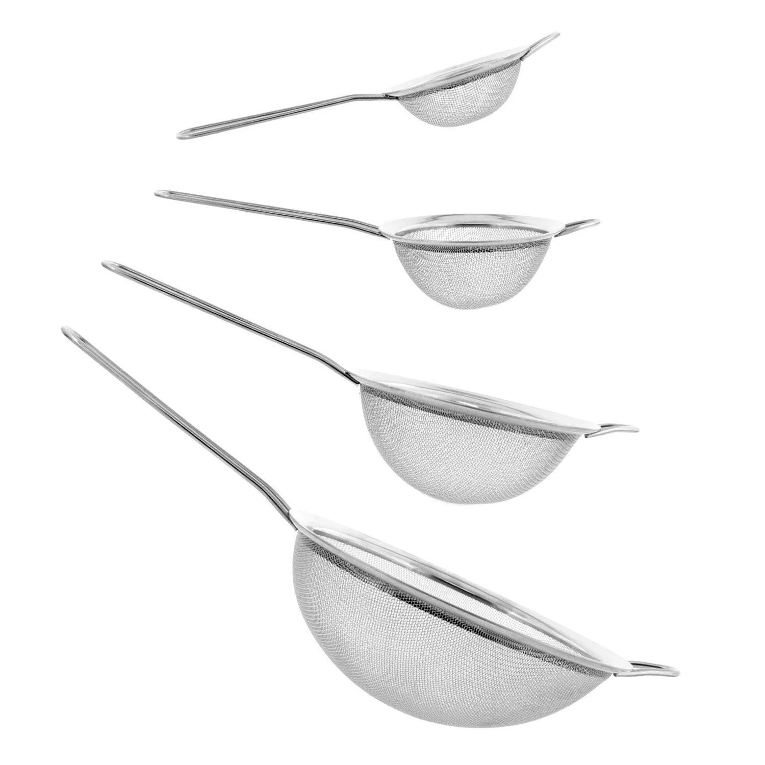 

4 pcs. Colander Strainer Colander Strainer Set 7/12/16/22 cm made of stainless steel - noodle strainer Schaumlffel icing Sugar