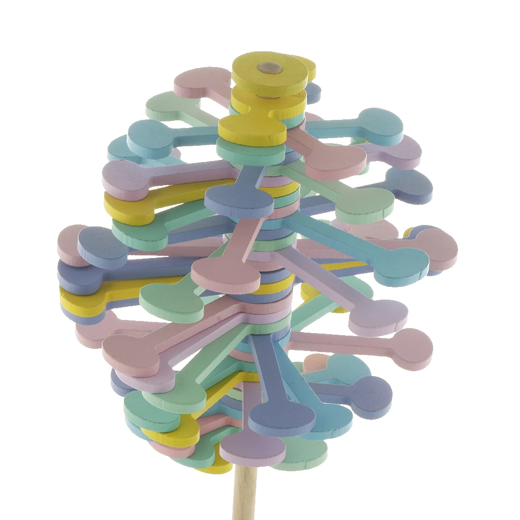 Wooden Rotating Lollipop Sensory Visual Relaxation Desk Toy Novelty & Gag Toys for Kids Adults, 24.5cm