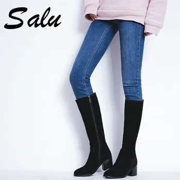 

Salu Punk Women Wedges High Heels Autumn Winter Knee High Boots High Platforms Casual Shoes Woman Long Warm Ladies Boots