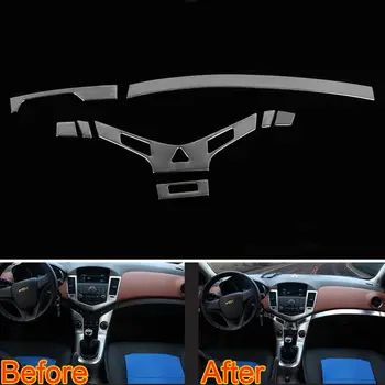 

8Pcs Car Styling Interior Dashboard Gear Center Console Panel Strip Cover Trim Sticker Steel Fit For Chevrolet Cruze 2009-2014