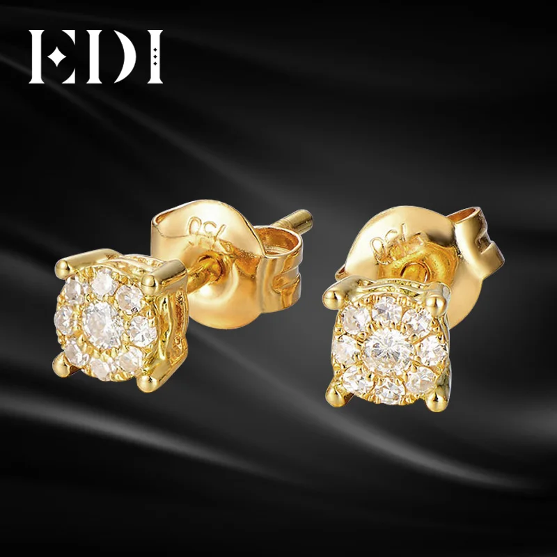 EDI Diamond Earrings in 10K Yellow Gold Clasic Brilliant 0.3cttw G/SI Diamond Halo Stud Earrings