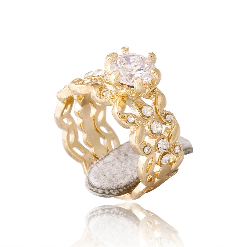 Buy 3PCS/set Floating charms ring women Wedding Rings for Men and Women Gold