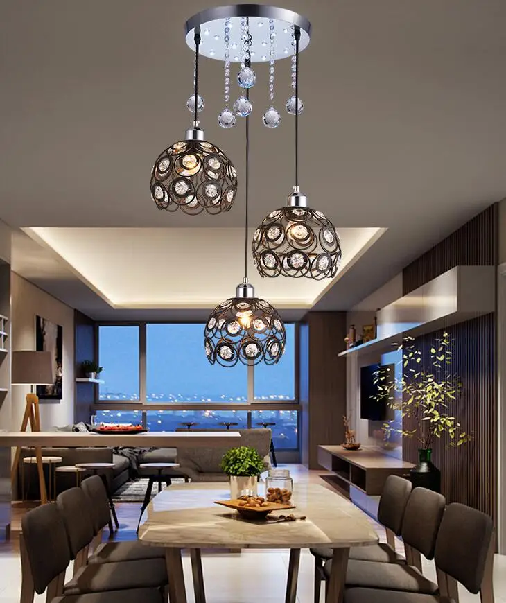 Crystal lamp restaurant Pendant lights creative personality modern simplicity bar dining room dinin lighting Lampshade(Dia:20cm) bathroom ceiling lights