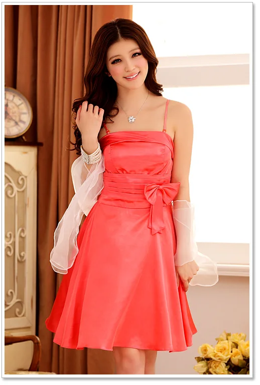 Женское короткое вечернее платье без бретелек большие размеры L ~ 3XL|bridal dress
