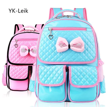 

YK-Leik 2018 Korean fashion school bags for girls Cute bow plaid children school bag High-capacity backpacks mochila infantil