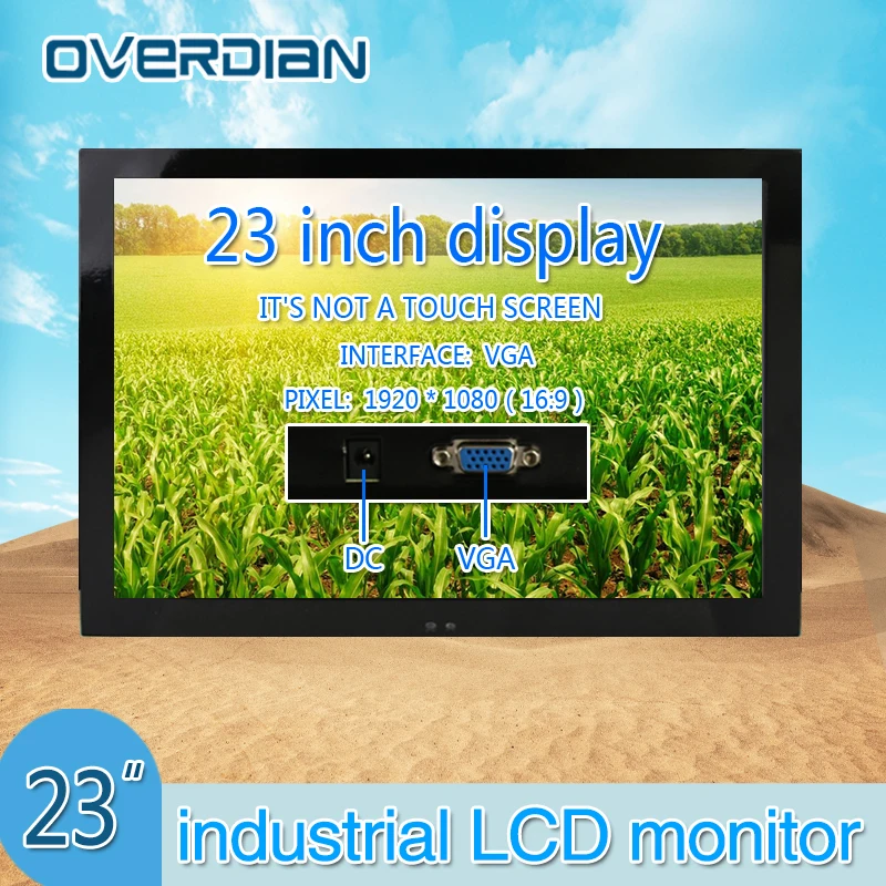 

23" VGA Interface Industrial Control Monitor/Display 1920*1080 Metal Shell Hanger Installation Non-Touch Screen PC Monitor