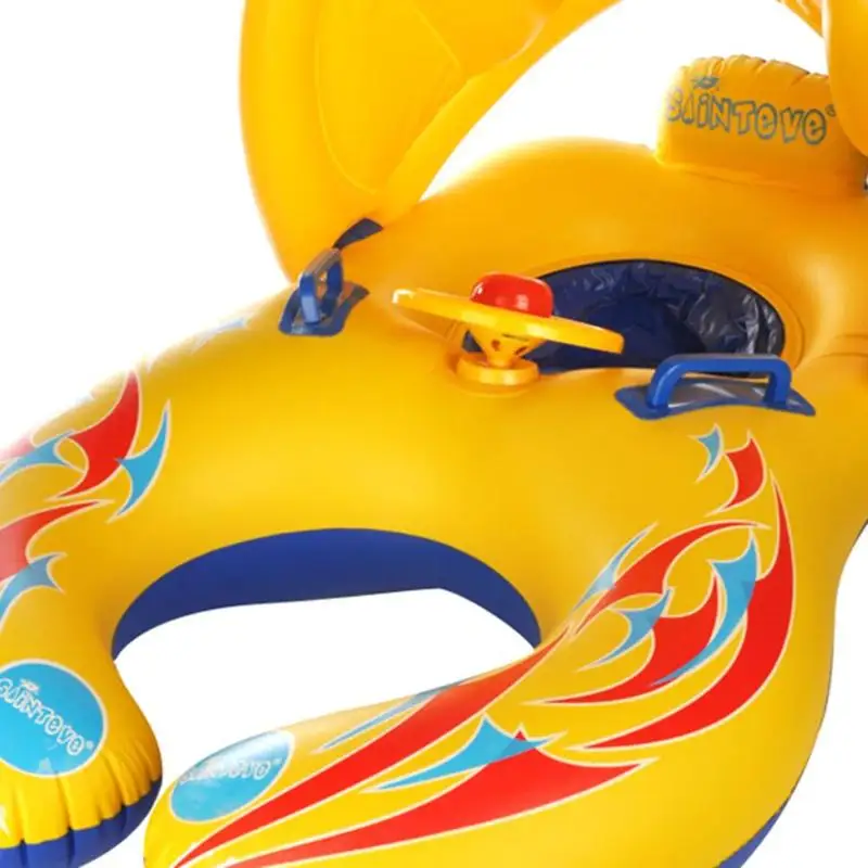 Мать детский спасательный круг утолщаются Плавательный круг воды Двухместный плавательный бассейн пляжное сиденье с зонтиком игрушки для