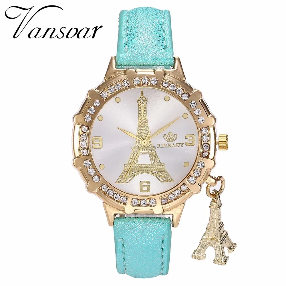

Women Rhinestone Eiffel Tower Pendant Watch Ladies Fashion Quartz Wristwatches Female Clock Relogio Feminino Drop Shipping