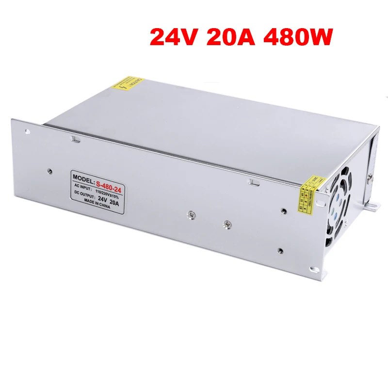 switching mode dc 24v 480w led power supply driver 20A with cool fan AC 110V 220V to 24V light transformer for strip | Освещение