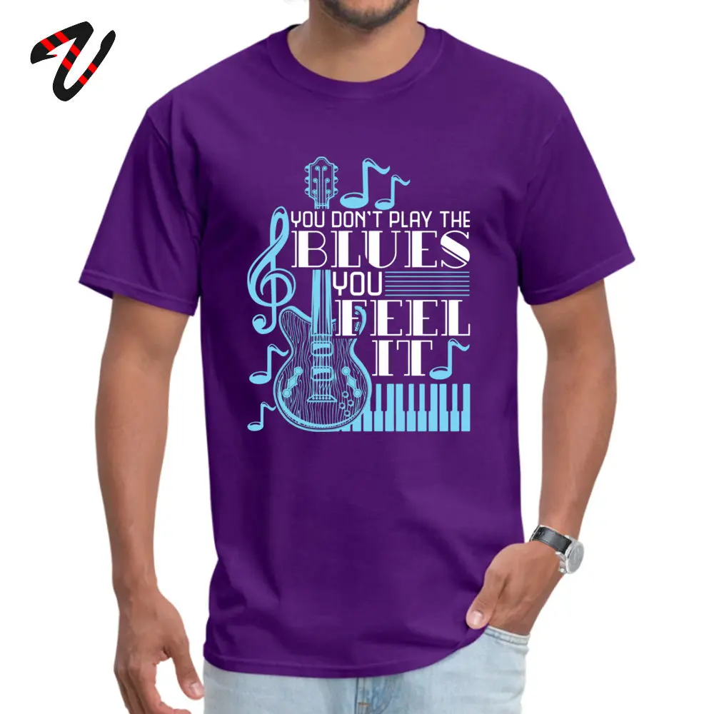 Round Neck Printed All Cotton Men T-shirts Unique Short Sleeve Tops T Shirt Company Normal Tees Drop Shipping Blues Music Musician Gifts Guitar Musical Note purple