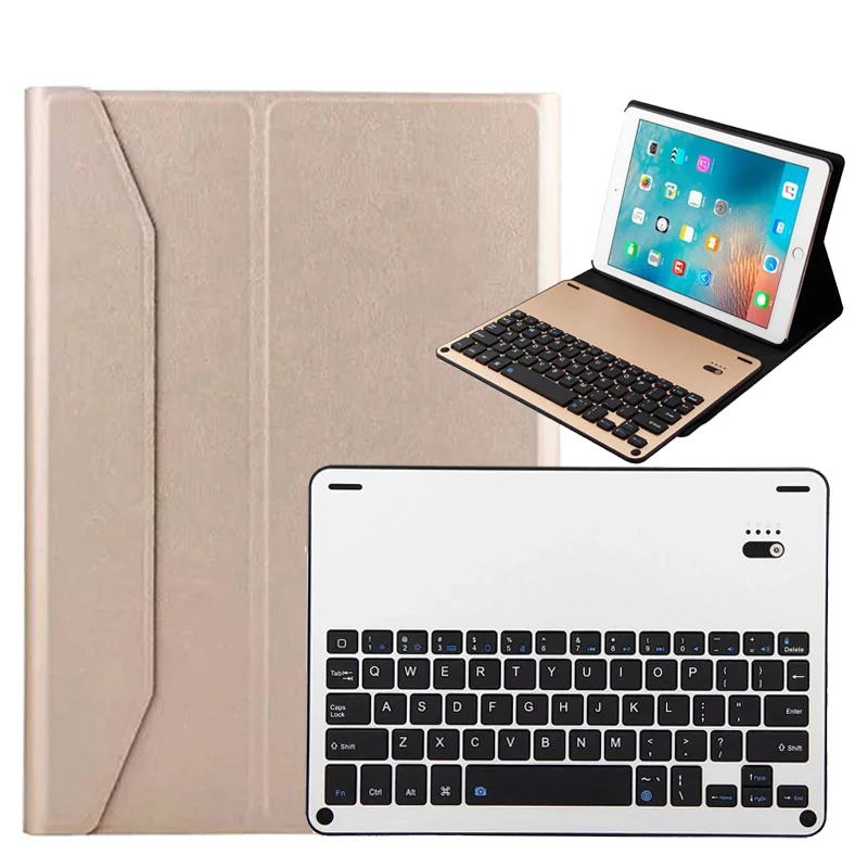 For apple ipad pro 9.7 " Wireless Bluetooth Keyboard Protective Cover PU leather case + Aluminum