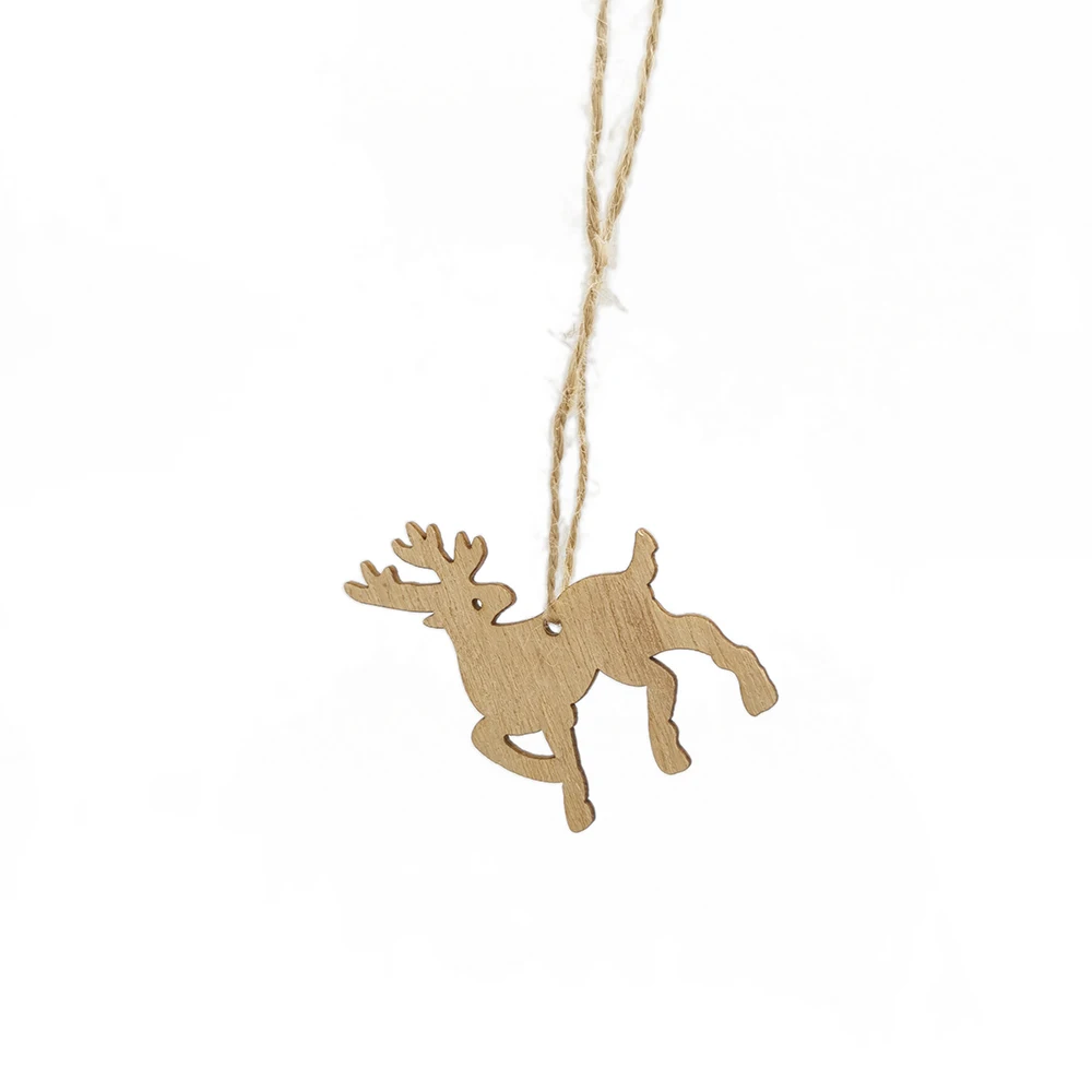 10pcs Merry Christmas Deer For Home Wooden Hollow Ornament Christmas Tree Hanging Pendant Decoration Xmas Decor