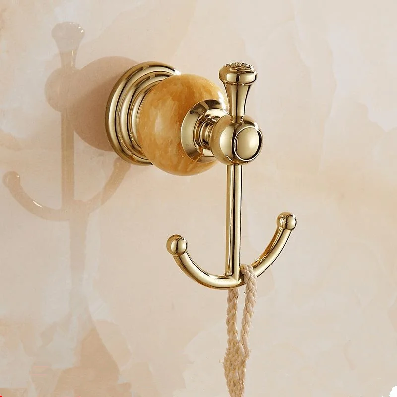 

Golden Jade Bathroom Hardware Set Assembly Clothes Hook. Three colours of jade are chosen at will.