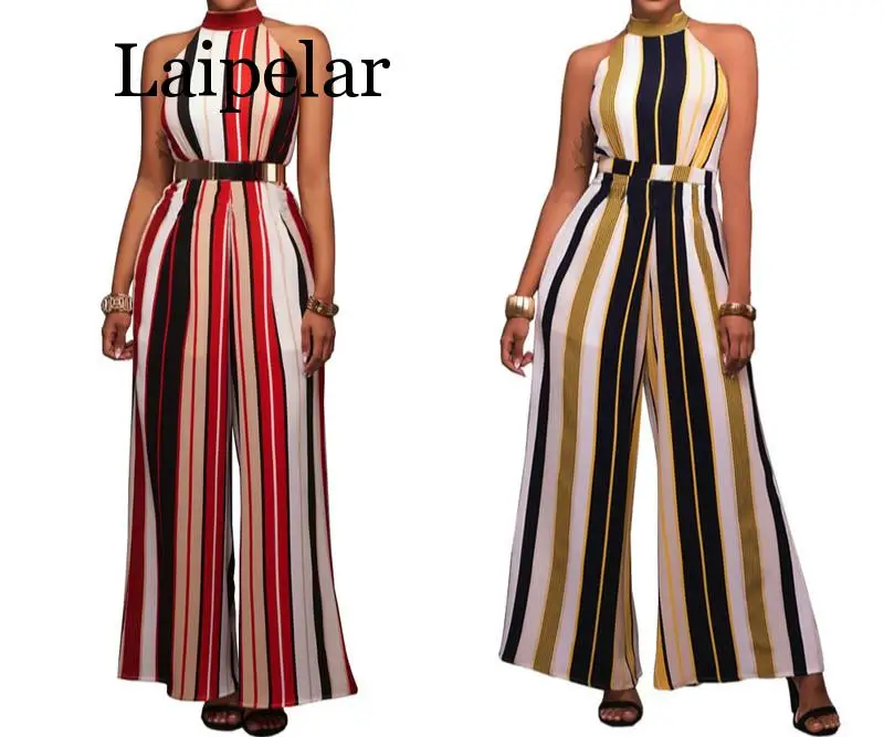 

Laipelar New arrival Europe and the United States women hot sexy stripe bind wide legged jumpsuits
