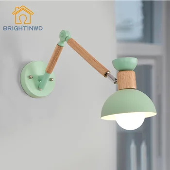 

Wall lamp bedroom reading bedside lamp living room modern simple Nordic Macaron creative telescopic rocker wall lamp