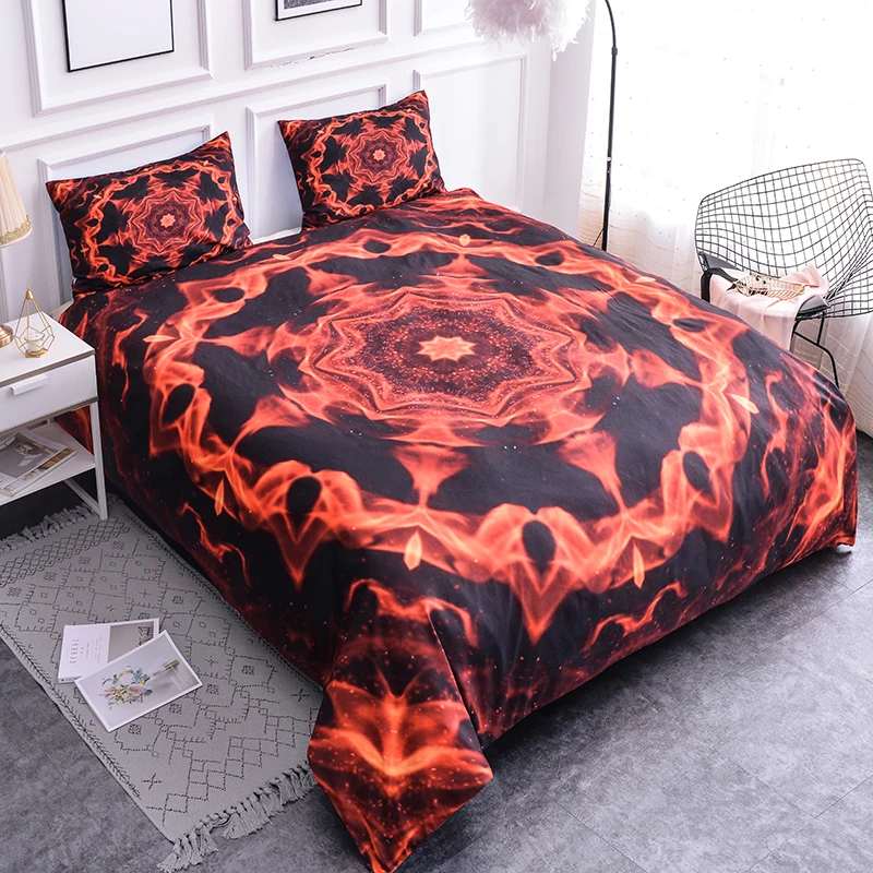 

ZEIMON 2/3pcs Fashion Design Home Decor Bedding 3D Flame With Mandala Printing Duvet Cover Set And Pillowcase Polyester Bed Sets