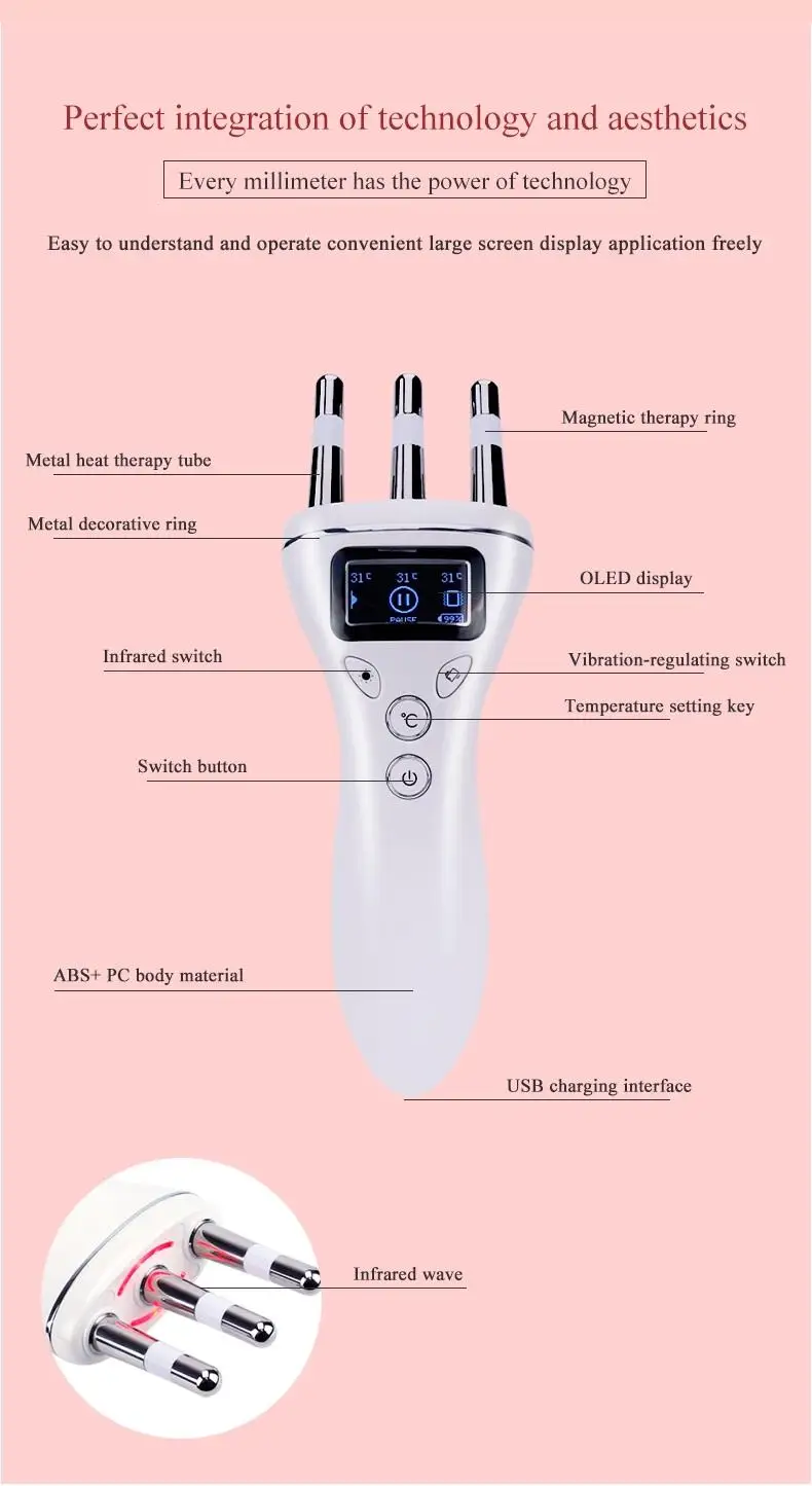 Многофункциональный массажер для подтяжки лица инфракрасный обогрев Магнитная вибрации морщин антивозрастной лифтинг лица SkinCare USB