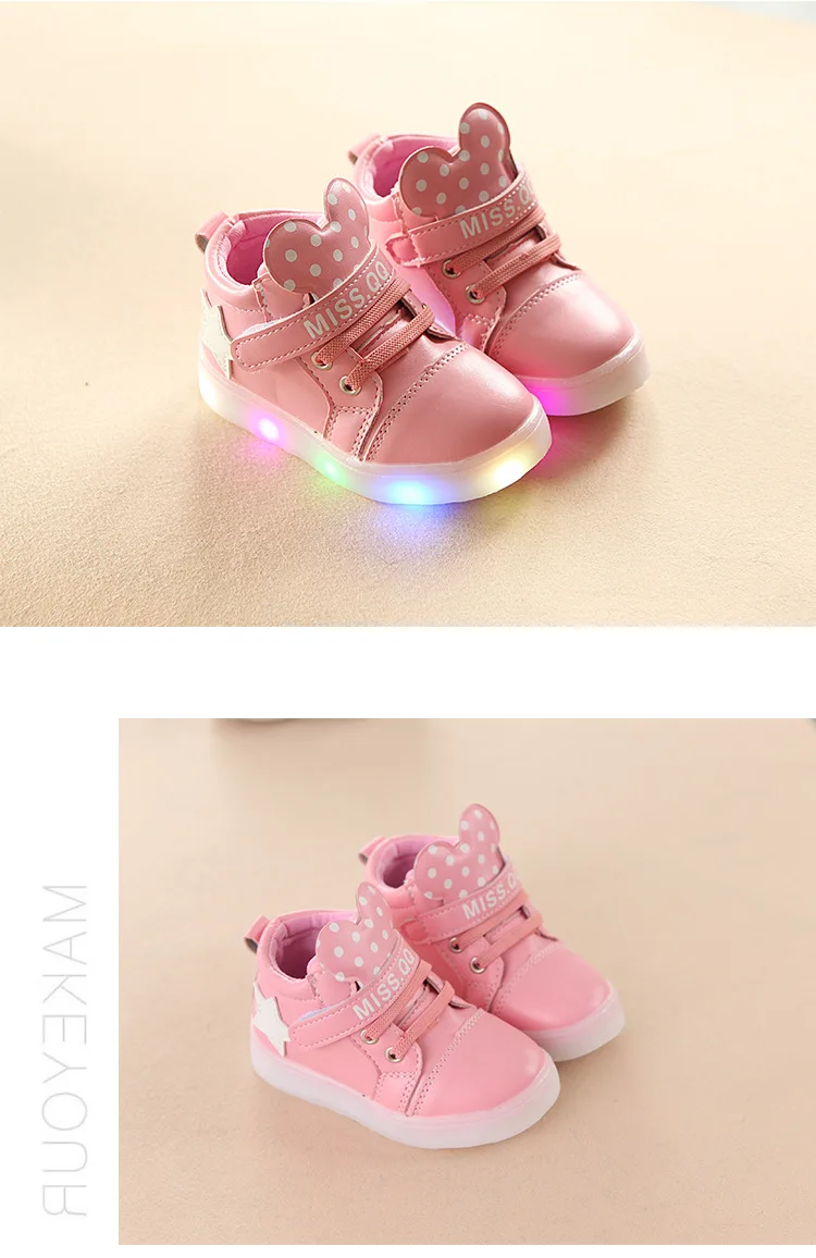 Crianças dos Desenhos Moda Bebê Meninos Meninas Luminosa Sapatos Esportivos Led Lumineus Tênis Animados Não-deslizamento Crianças Casuais Brilhante Estrela 18 Mamãe e Bebê