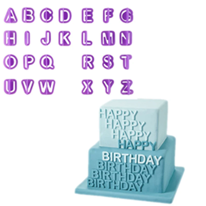 2016 New 40pcs purple Alphabet Number Letter Fondant Cake Decorating Set Icing cookie Cutter Mold  FULI