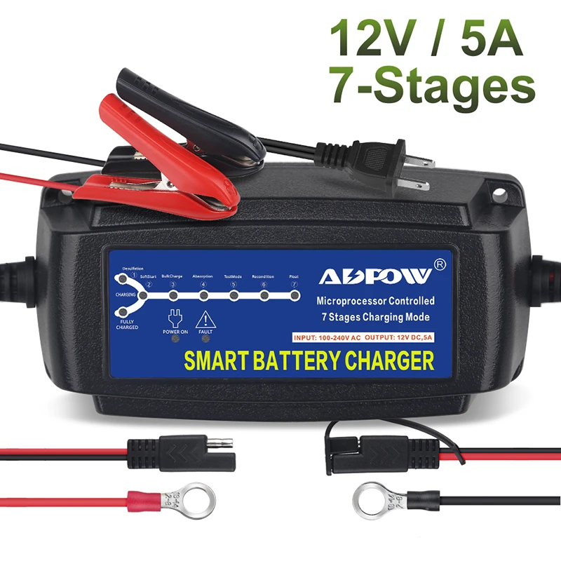7 Stages Car Battery 12v Charger 5a Desulfator Maintainer For Lead Acid