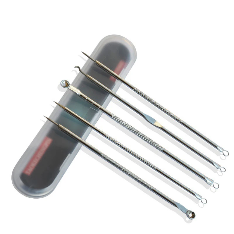 

New Pro 5 Pcs/Set Acne Blackhead Removal Needles Stainless Pimple Extractor Cleanser Beauty Face Clean Care Tools Hot Sell