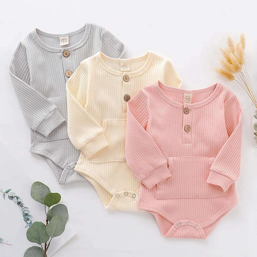 Fashion Toddler Baby Kids Girls Boys Long Sleeve Solid Romper Casual Clothes baby rompers winter newborn pajamas roupas de News