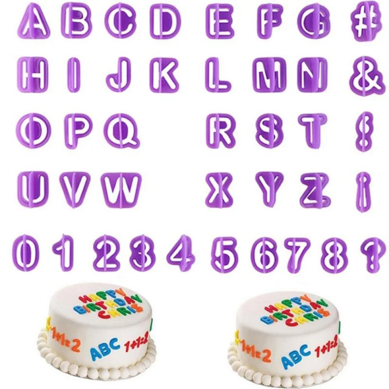 

40/64 PCS Fondant Cutter Cake Decorating Tools Plastic Cupcake Mold Upper Alphabet Capital Letters Number Cut-Outs Cookie Cutter