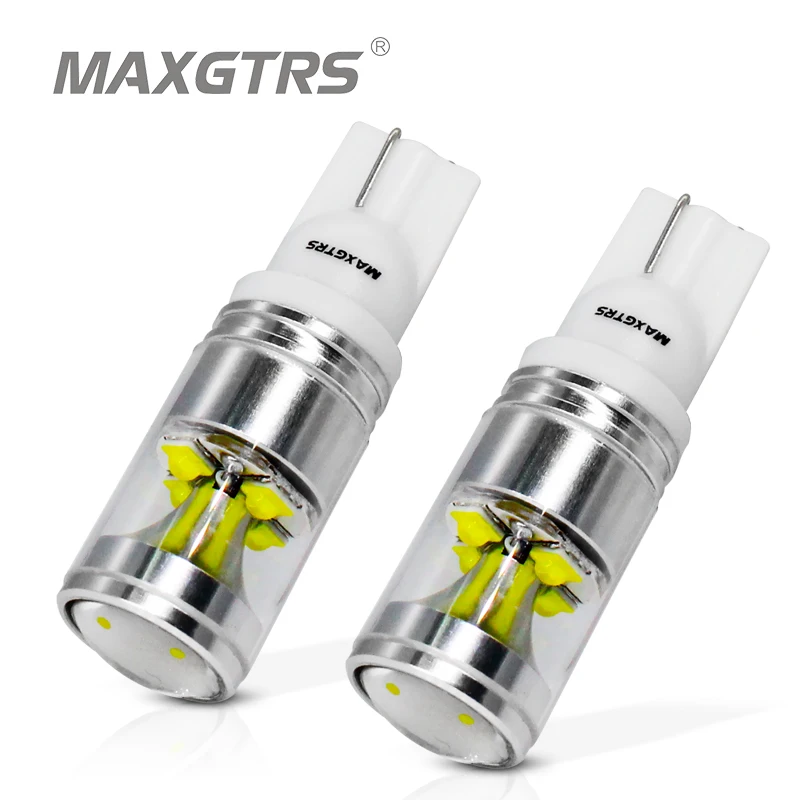 2x T10 194 168 W5W كري رقاقة 30 واط إسفين قاعدة سيارة السيارات LED عكس ضوء مصباح مساعدة مع العارض عدسة لتويوتا هيونداي