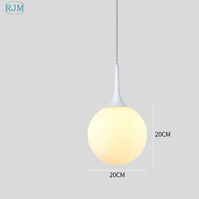 Современный минималистичный стеклянный Сферический подвесной светильник творческая личность скандинавский подвесной светильник для ресторана гостиной спальни освещение - Цвет корпуса: White Dia20cm