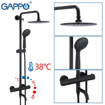 GAPPO thermostatic shower system hot cold mixer Brass bathroom shower faucet Bathtub shower sets thermostatic mixer faucets shower faucets bathroom cabin showerhead top spray raining faucet brass shower sets gold home decoration the mixer crane oyd008r