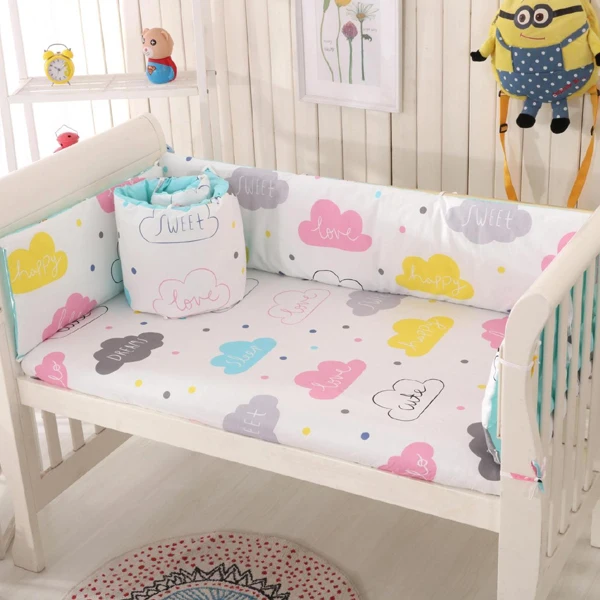4 шт. кроватка постельных принадлежностей четыре стороны бамперы для новорожденных младенческой номер для маленьких Спальня комплект
