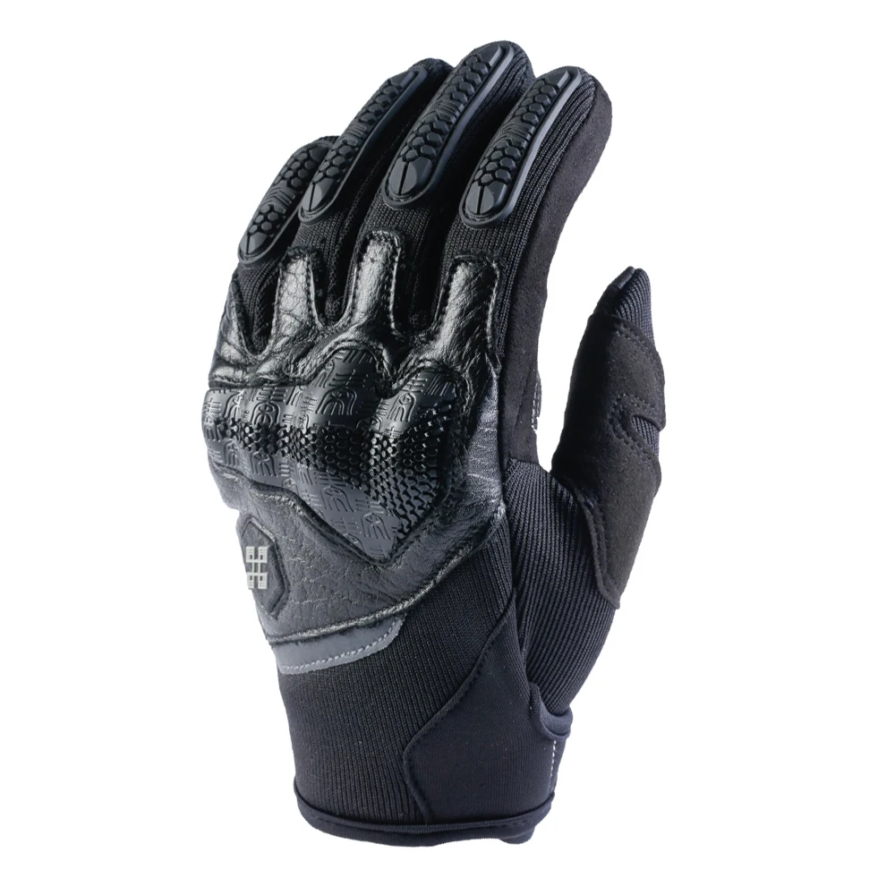 XUEYU Перчатки для мотоциклистов из натуральной воловьей кожи, мужские перчатки для мотокросса, защитные перчатки для езды на мотоцикле - Цвет: Черный