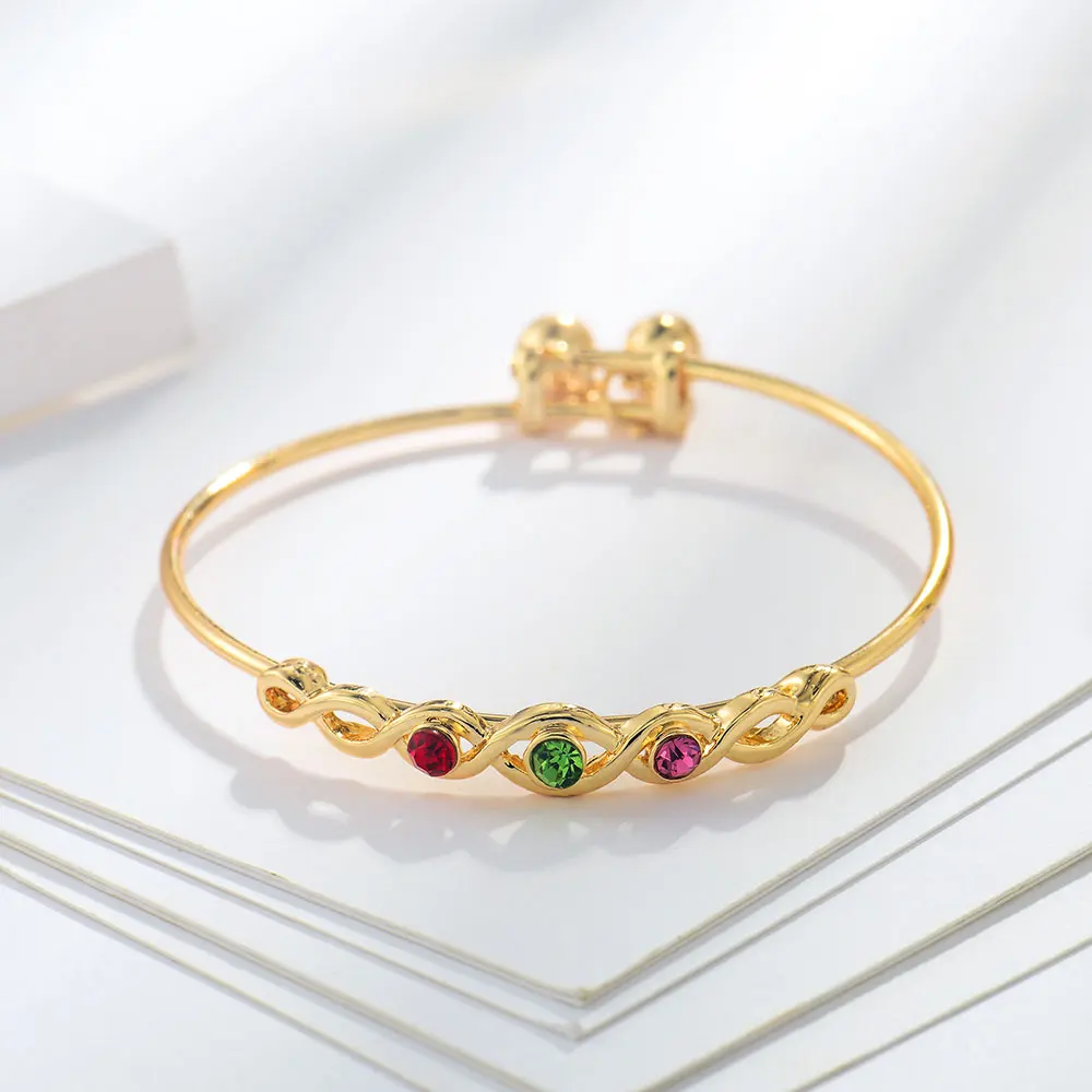 

QGGLE Bangle For Children Gold Color Rhinestone Crystal High Bracelet Girl