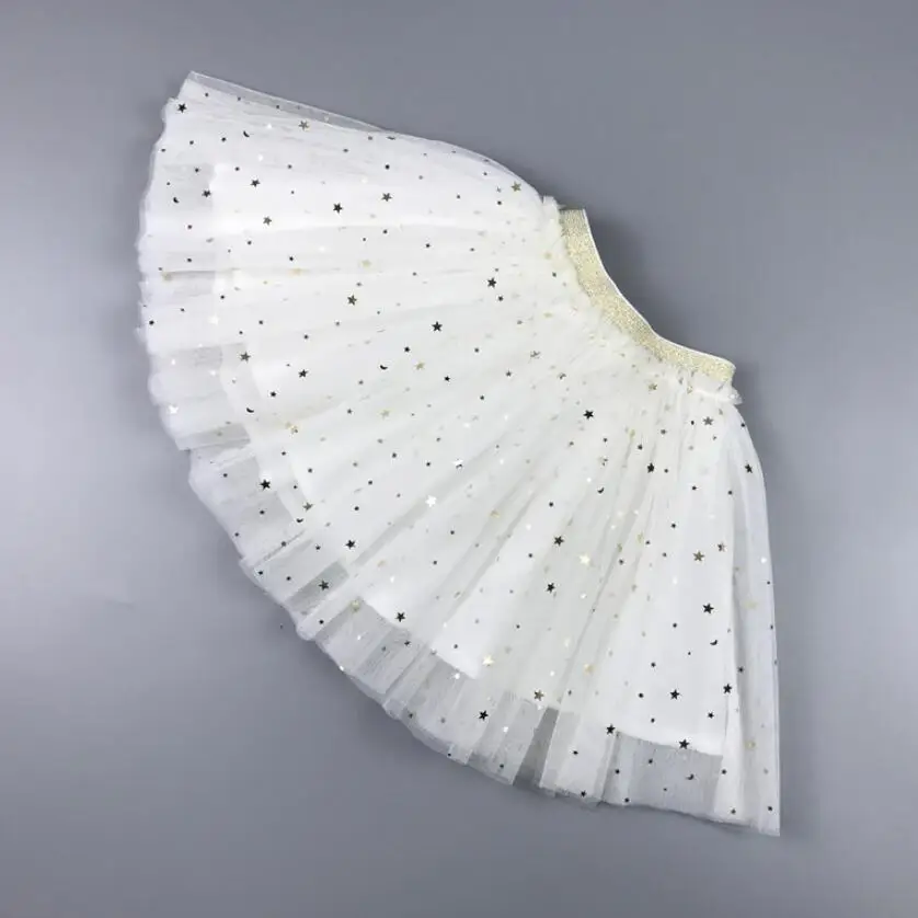 

2018 Spring Fall Summer White Navy Blue Girl Dance Skirt Girls Star Skirts Tutus Children Baby Toddler Mesh Ballet Tutu JW3513