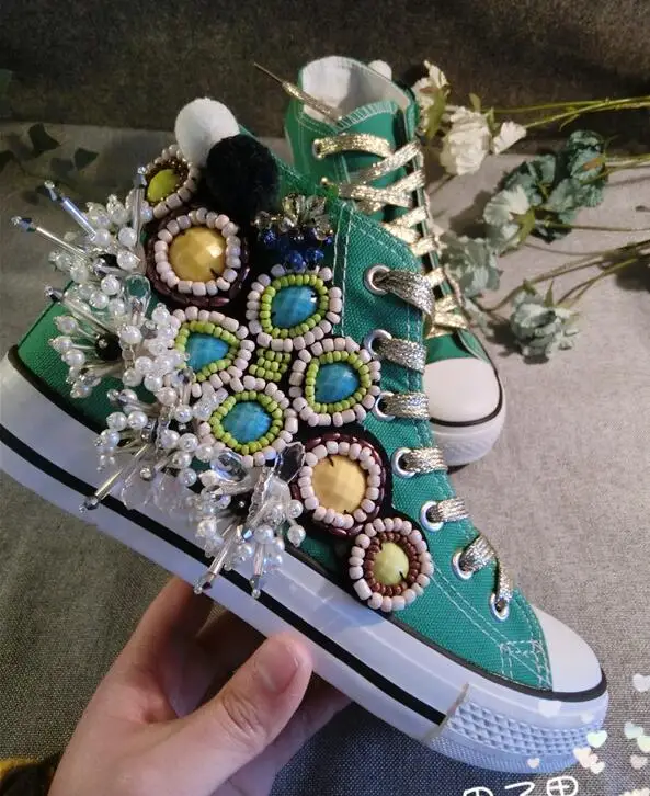 Duty Haute 2018 Fleurs kaki Sequin Du blanc pourpre Casual Ivoire Toile kaki Rouge Chaussures assorties Corée Nouveau vin Sud Heavy Argent lavande Perles Femmes jaune chocolat orange lac Bleu Foncé rouge Rouge multi rose rose Y7rY8