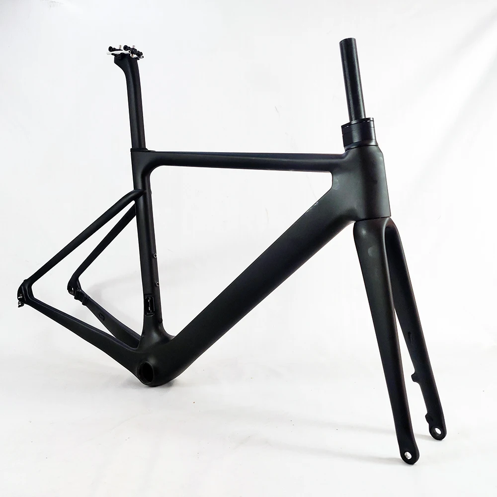 Top 2019 Full hidden cables Flat mount aero road bike frameset with fork/seatpost/handlebar Ultra-light 975g DI2/Mechanican R12 7