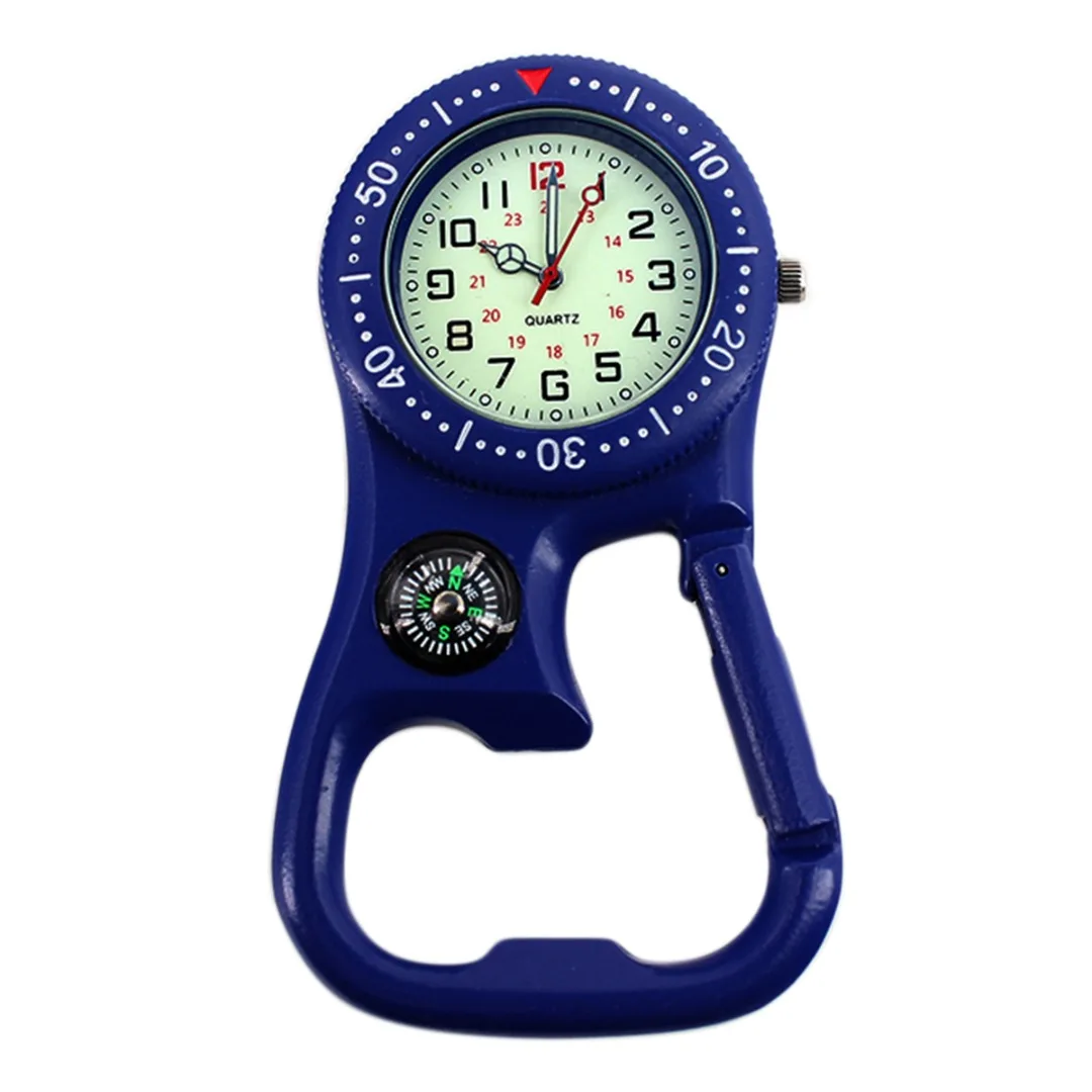 Shellhard Clip-On Carabiner Luminous Face Backpacker FOB Watch With Compass Bottle Opener For Mountaineering sports equipment