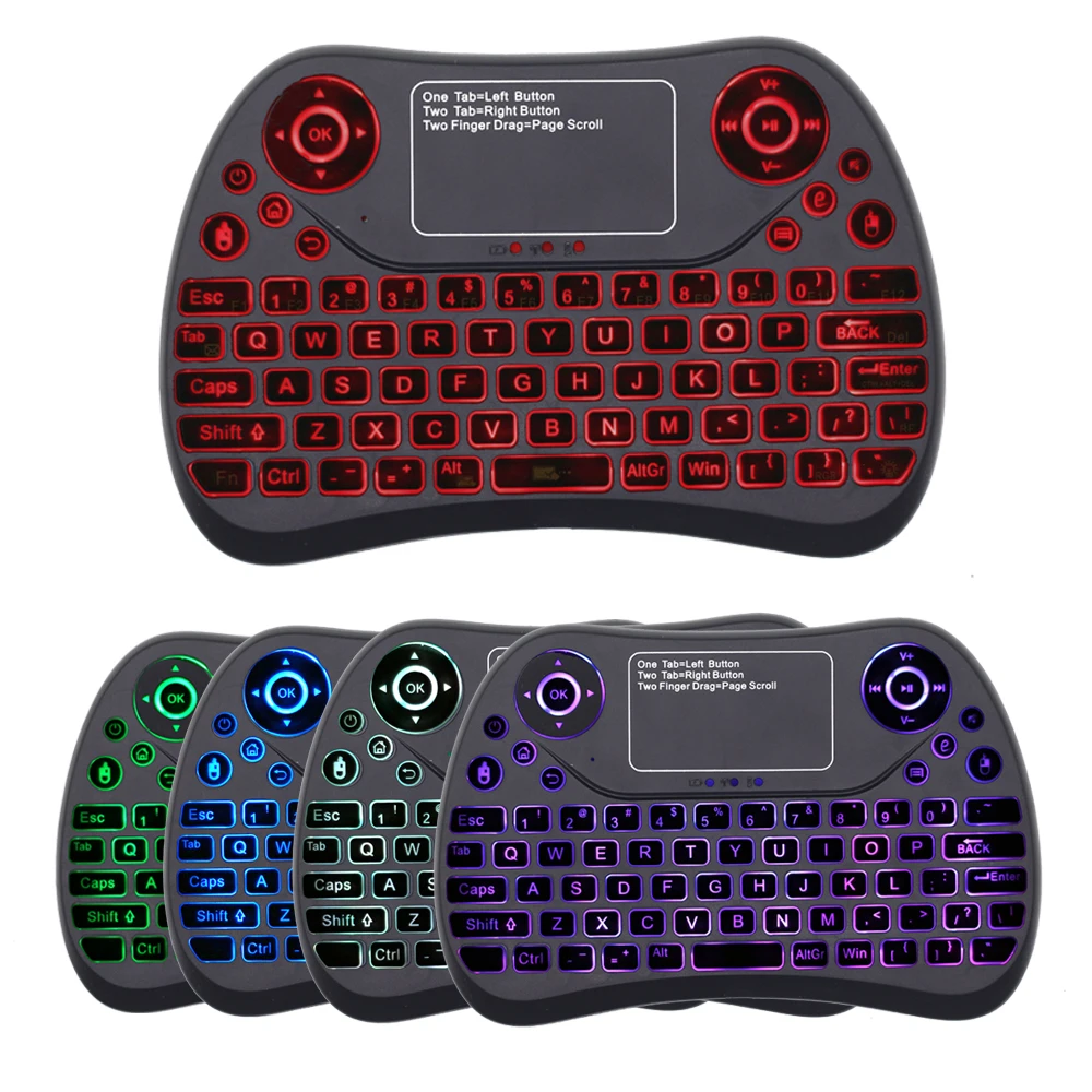 

7colors Backlit 2.4G Mini Wireless Keyboard with Touchpad Mouse for Google Android TV Box, Mini PC, Laptop, H96 Set Top Box