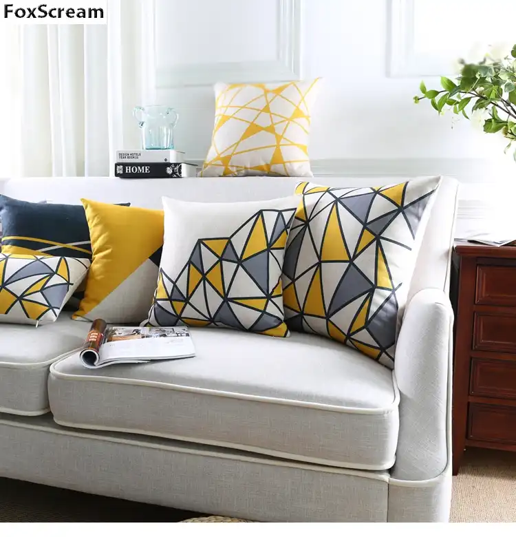 cojin silla cojines sofa cojines decorativos Amarillo Geométrica Cojín
